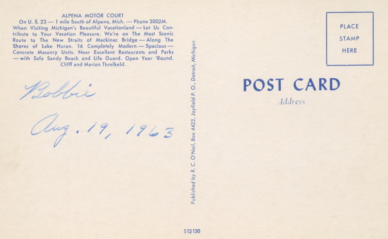 Alpena Motel (Alpena Motor Court) - Old Postcard (newer photo)